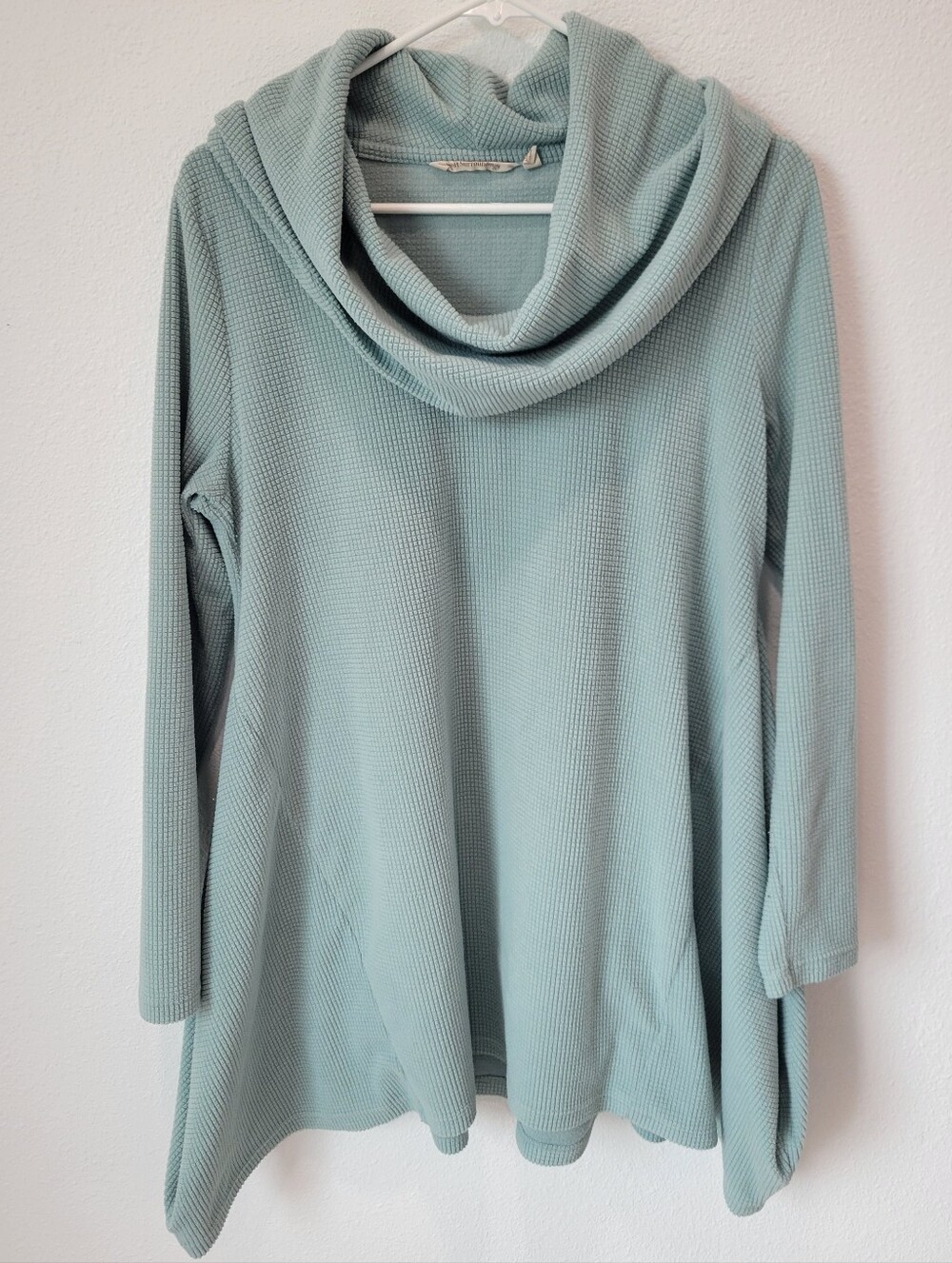 Soft Surroundings Women’s M Mint Fleece Pullover Cowl Neck Cozy Loose Fit